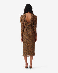 Elyane silk blend dress - Black & Camel