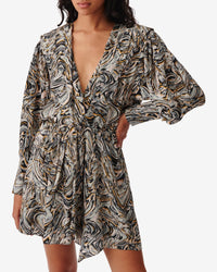 Flamen dress in silk - Beige Multico