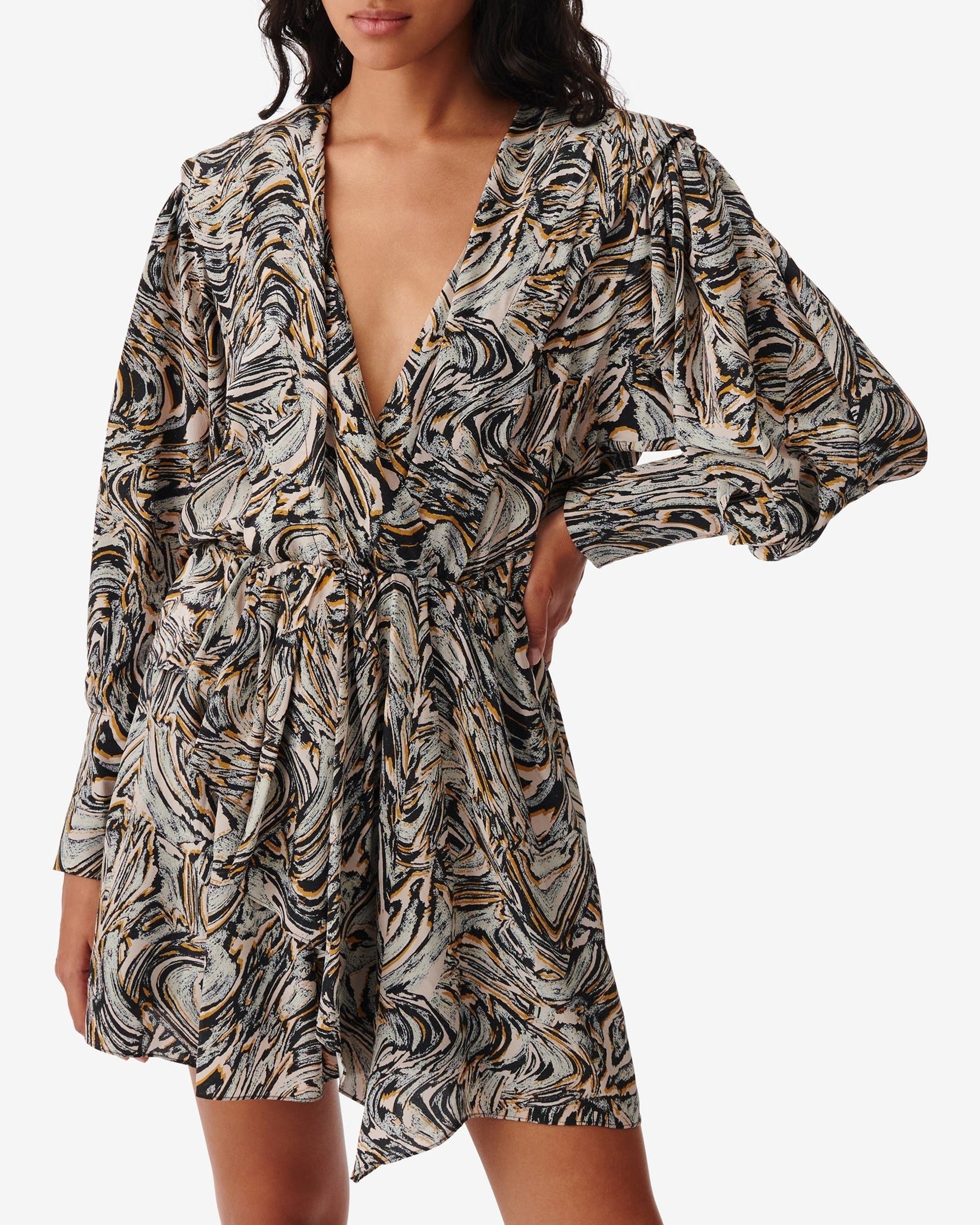 Flamen dress in silk - Beige Multico