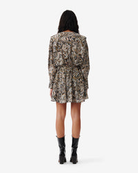 Flamen dress in silk - Beige Multico