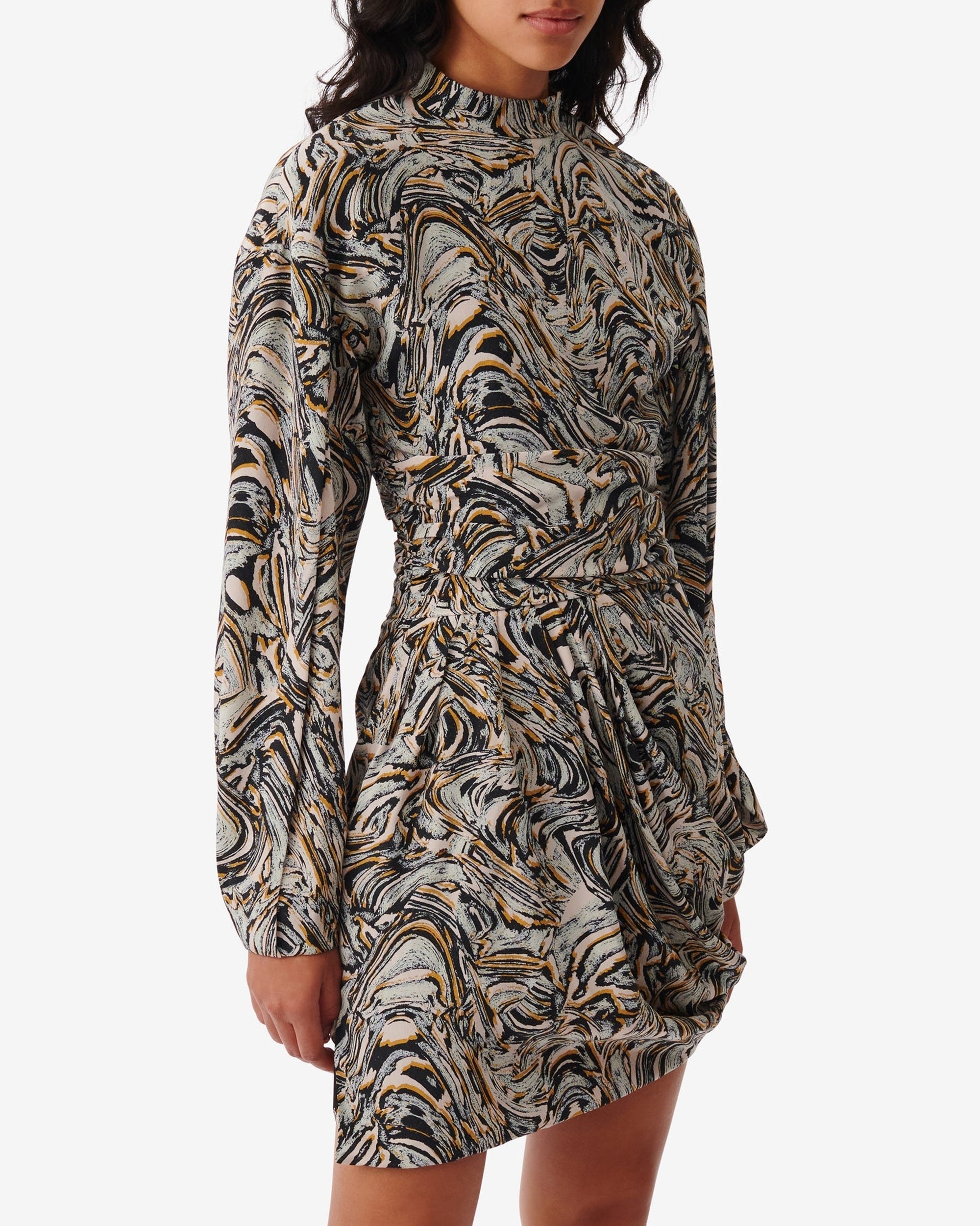 Francia dress in silk - Beige Multico
