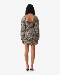 Francia dress in silk - Beige Multico