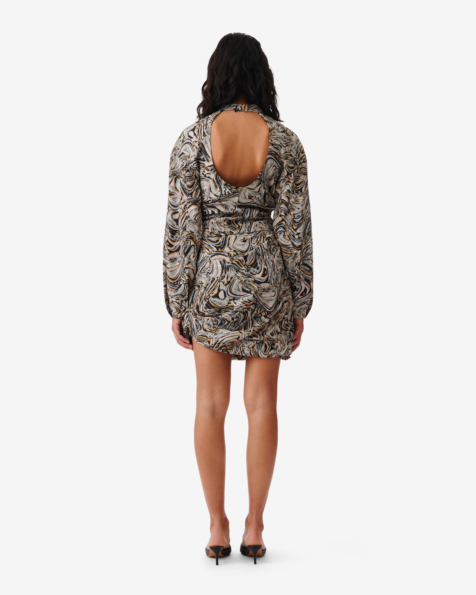 Francia dress in silk - Beige Multico