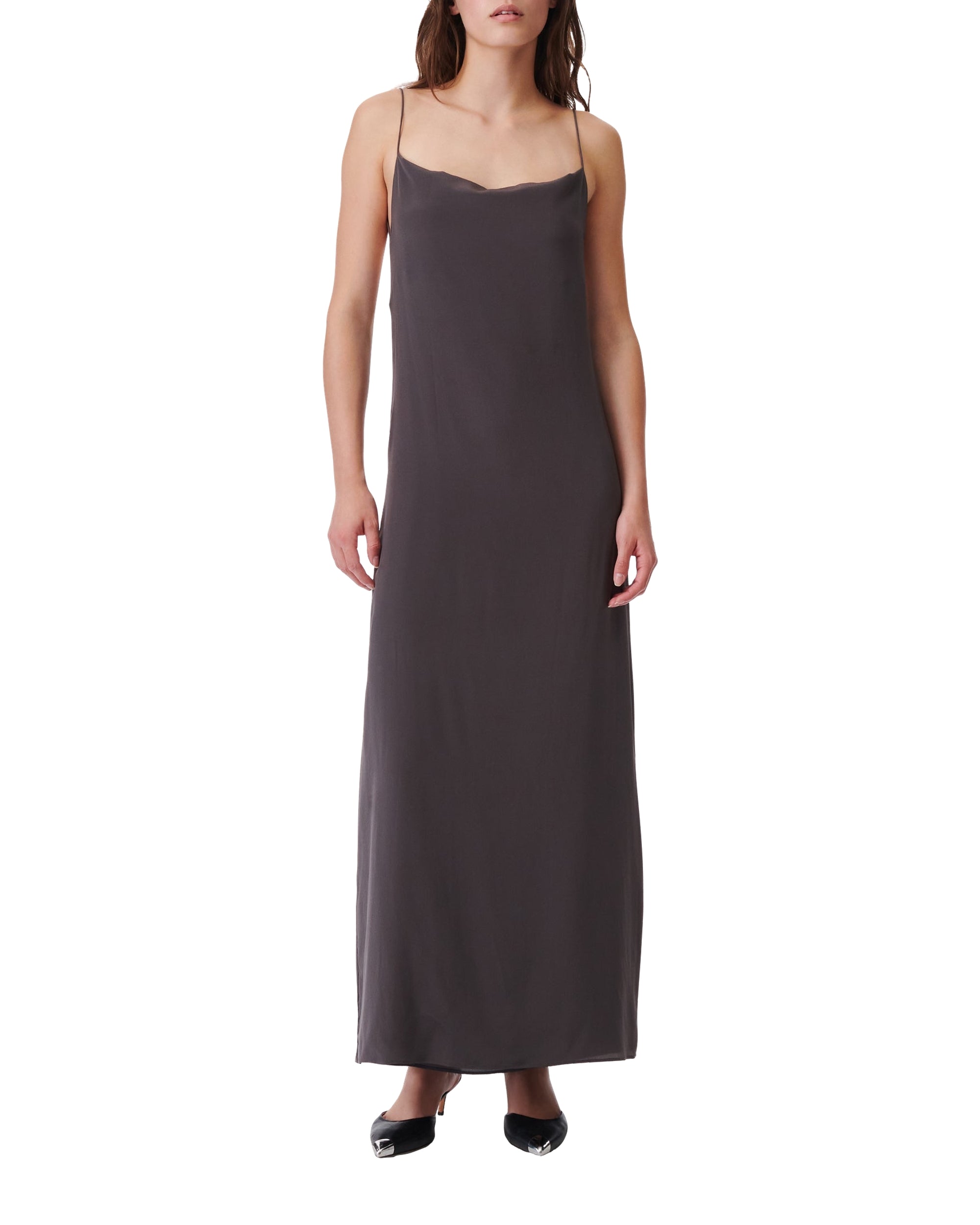 Gisela dress in silk - Dark Grey