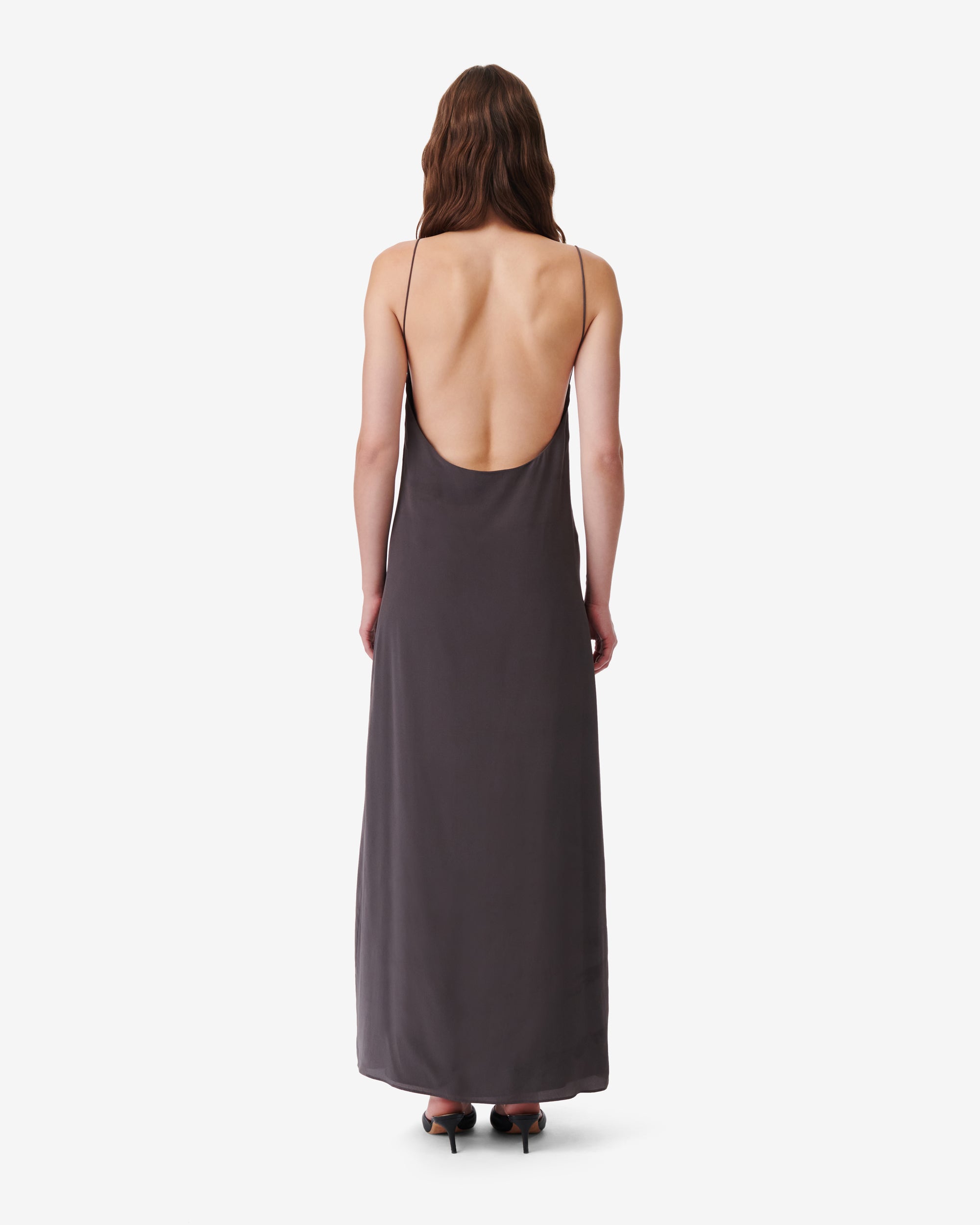 Gisela dress in silk - Dark Grey