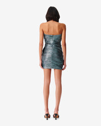 Hydra short dress in silk - Turquoise