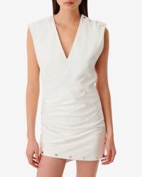 Jeane short dress in leather - Natural White