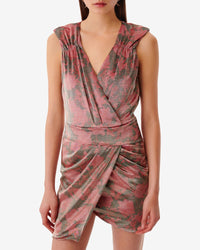 Jovas short dress in silk - Black & Pink