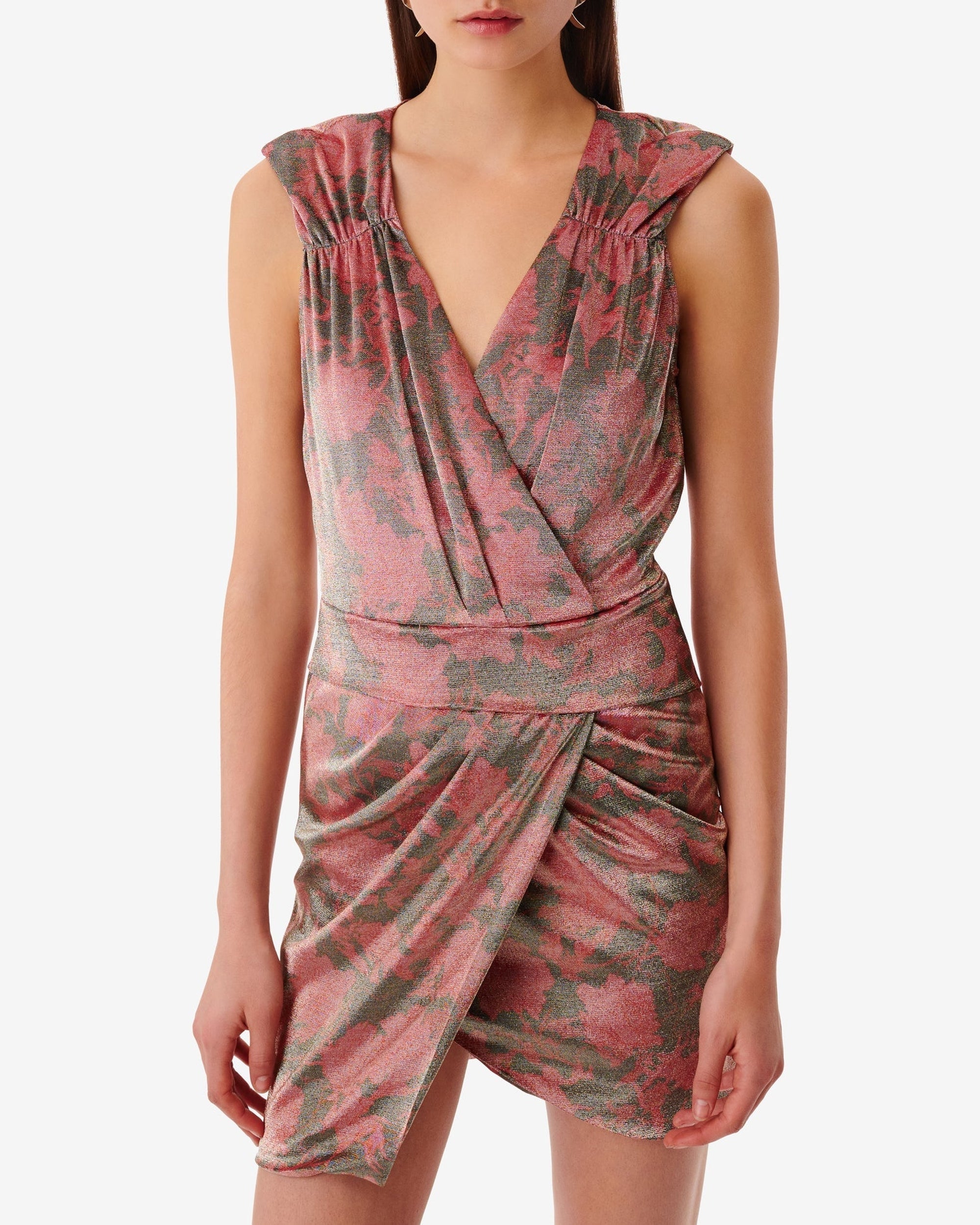 Jovas short dress in silk - Black & Pink