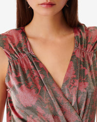 Jovas short dress in silk - Black & Pink