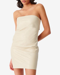 Lubia short dress in leather - Sand