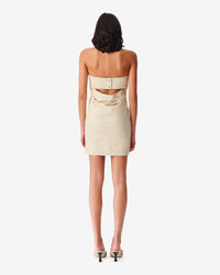 Lubia short dress in leather - Sand