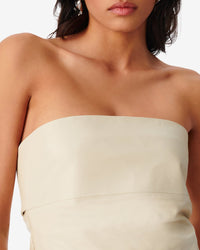 Lubia short dress in leather - Sand