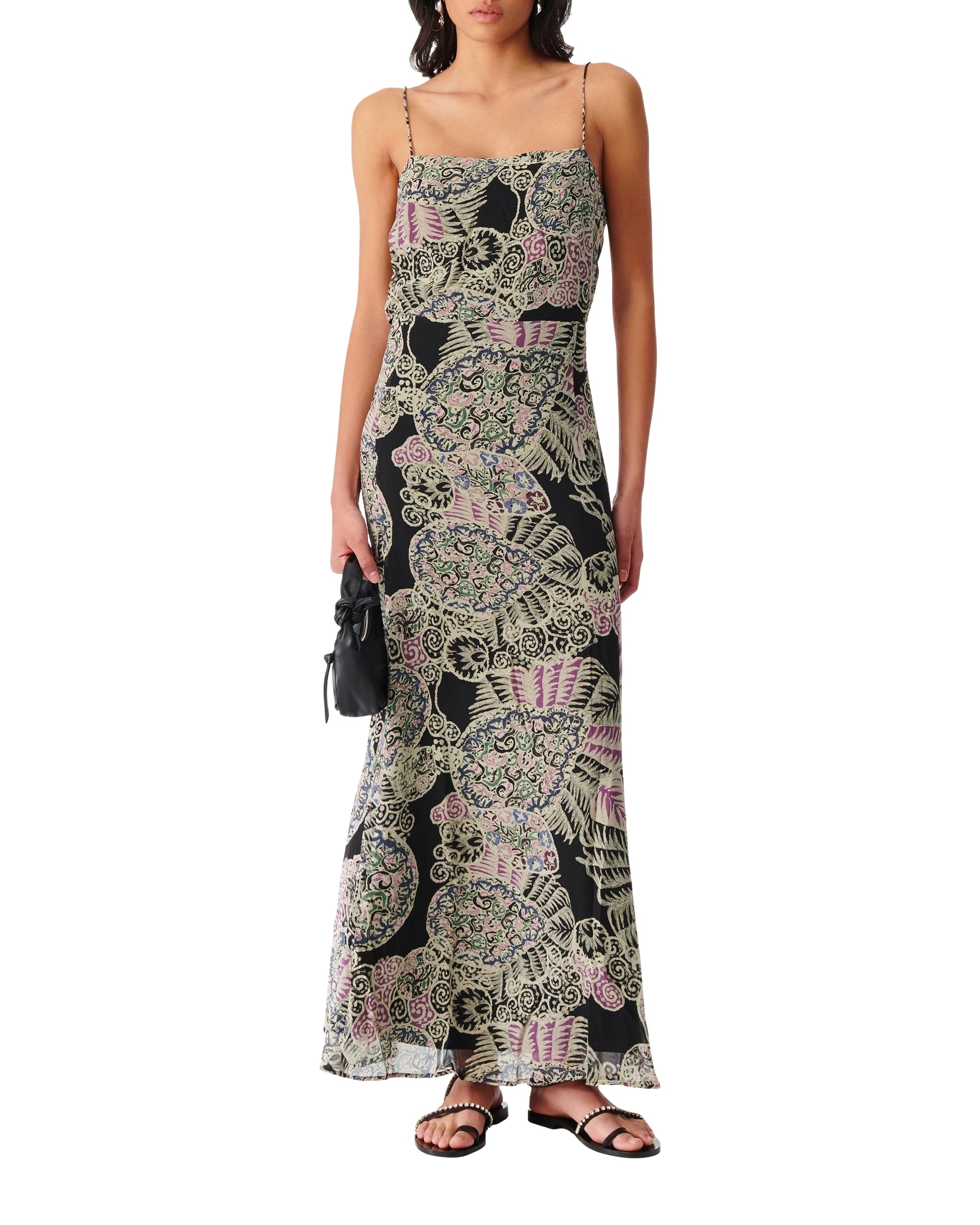 Ralni silk maxi dress - Black Multico