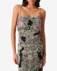 Ralni silk maxi dress - Black Multico