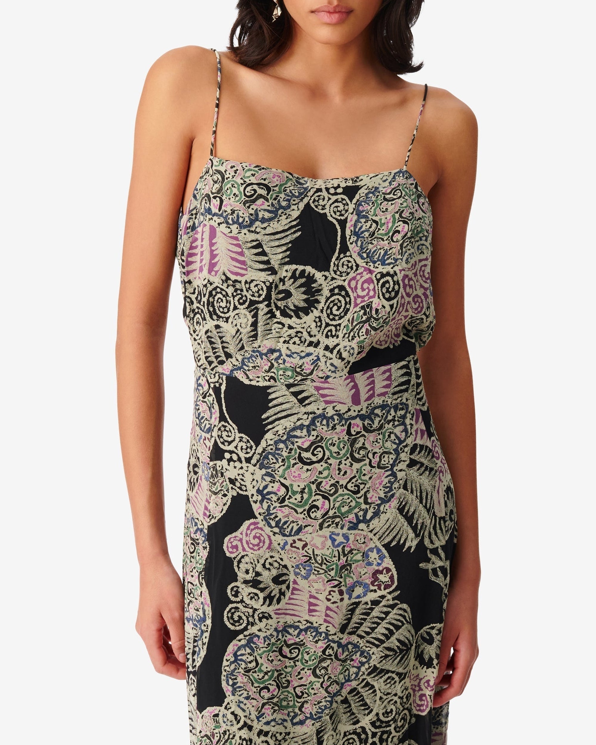Ralni silk maxi dress - Black Multico