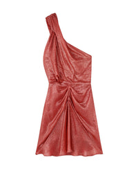Ramina short dress in silk - Living Coral