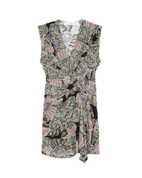 Rolina short dress in silk - Black Multico
