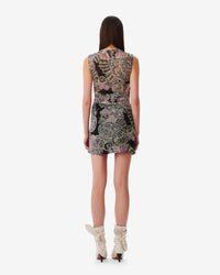 Rolina short dress in silk - Black Multico