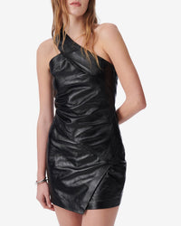 Sulvi asymmetric leather dress - Black