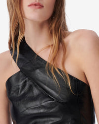 Sulvi asymmetric leather dress - Black