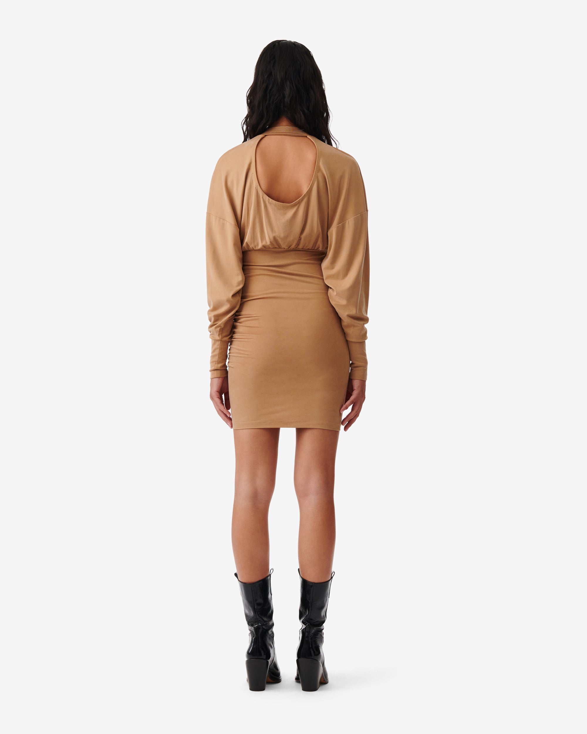 Viggo high neck dress - Light Camel