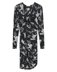 Yanna long-sleeved dress - Black & Silver
