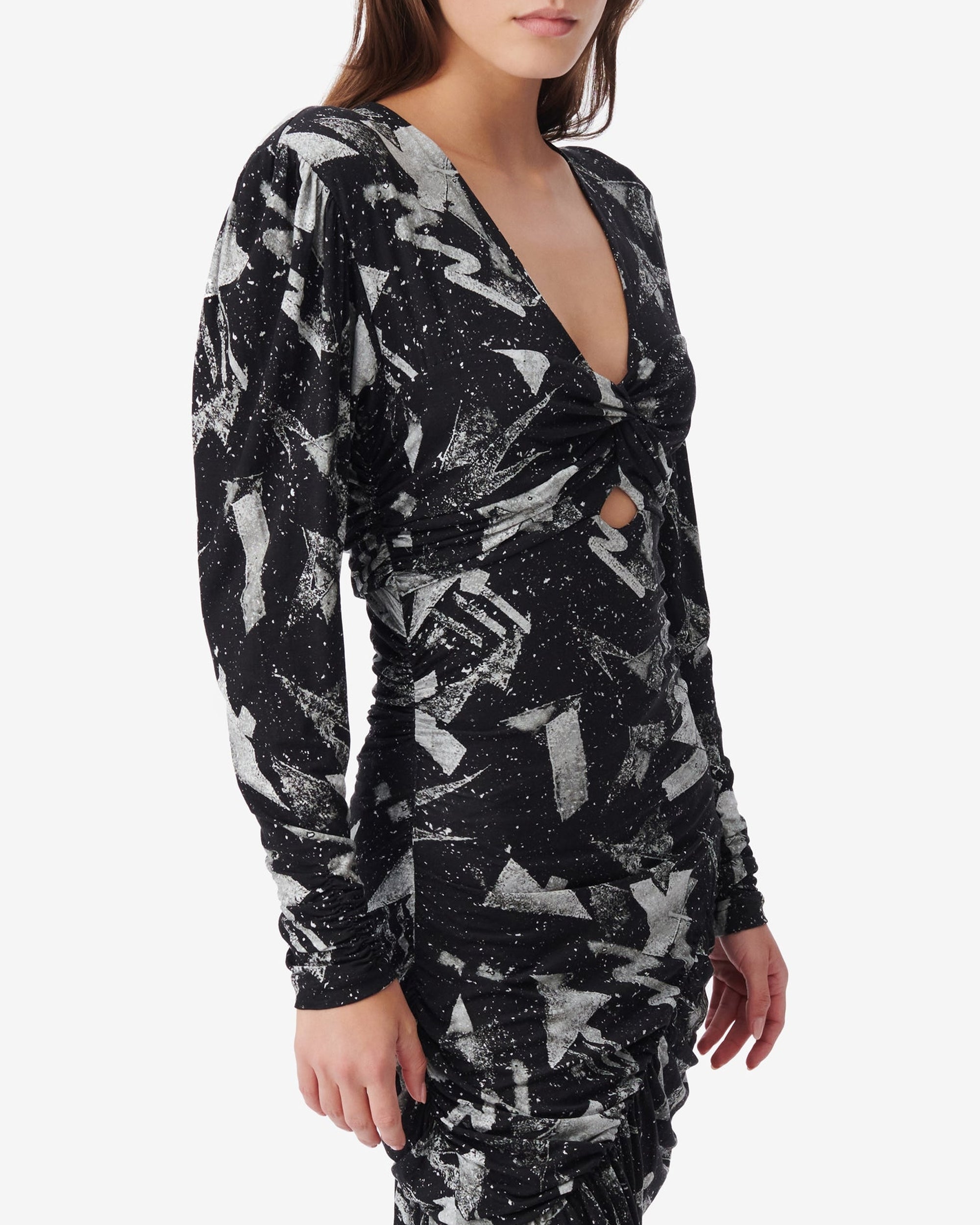 Yanna long-sleeved dress - Black & Silver