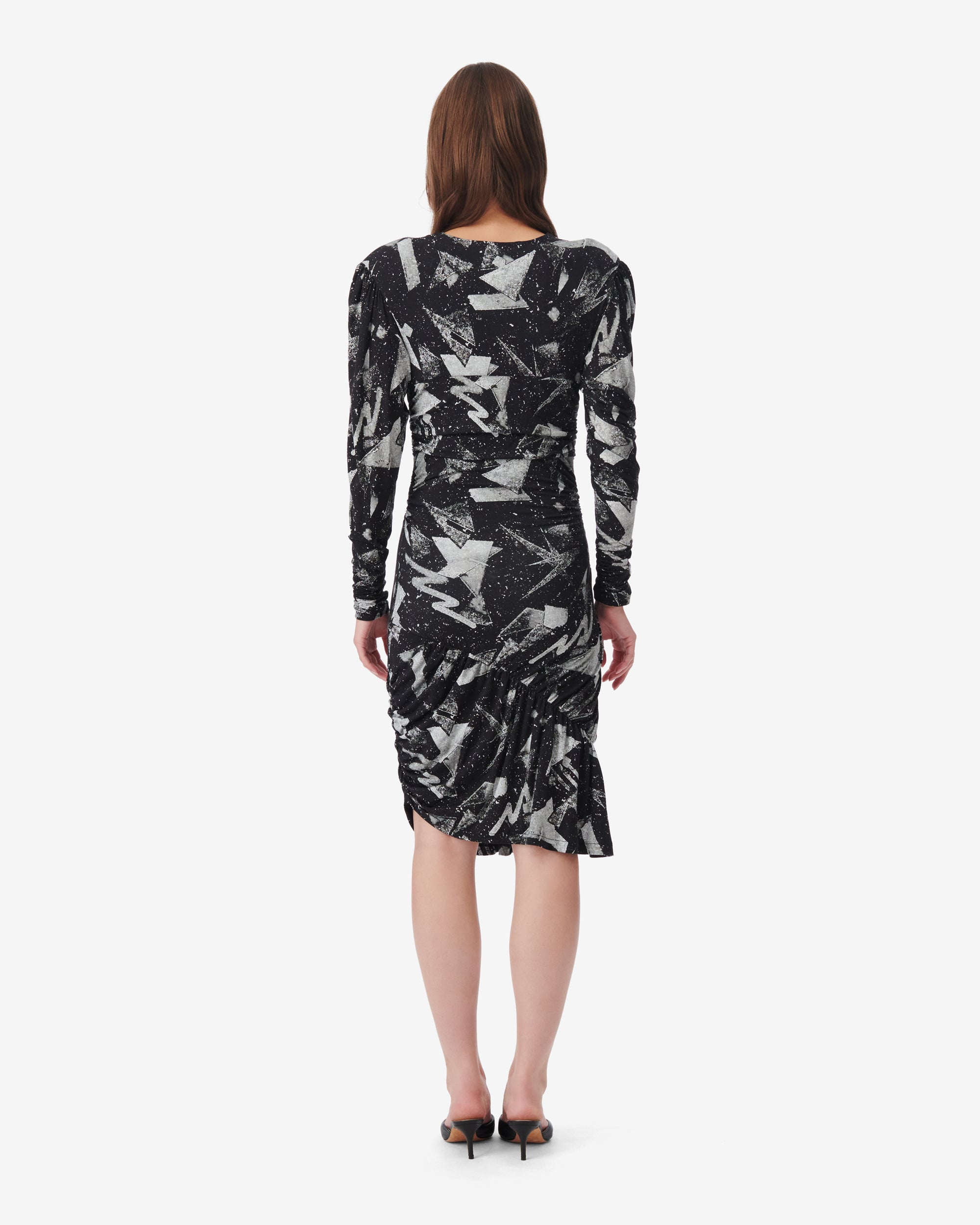Yanna long-sleeved dress - Black & Silver