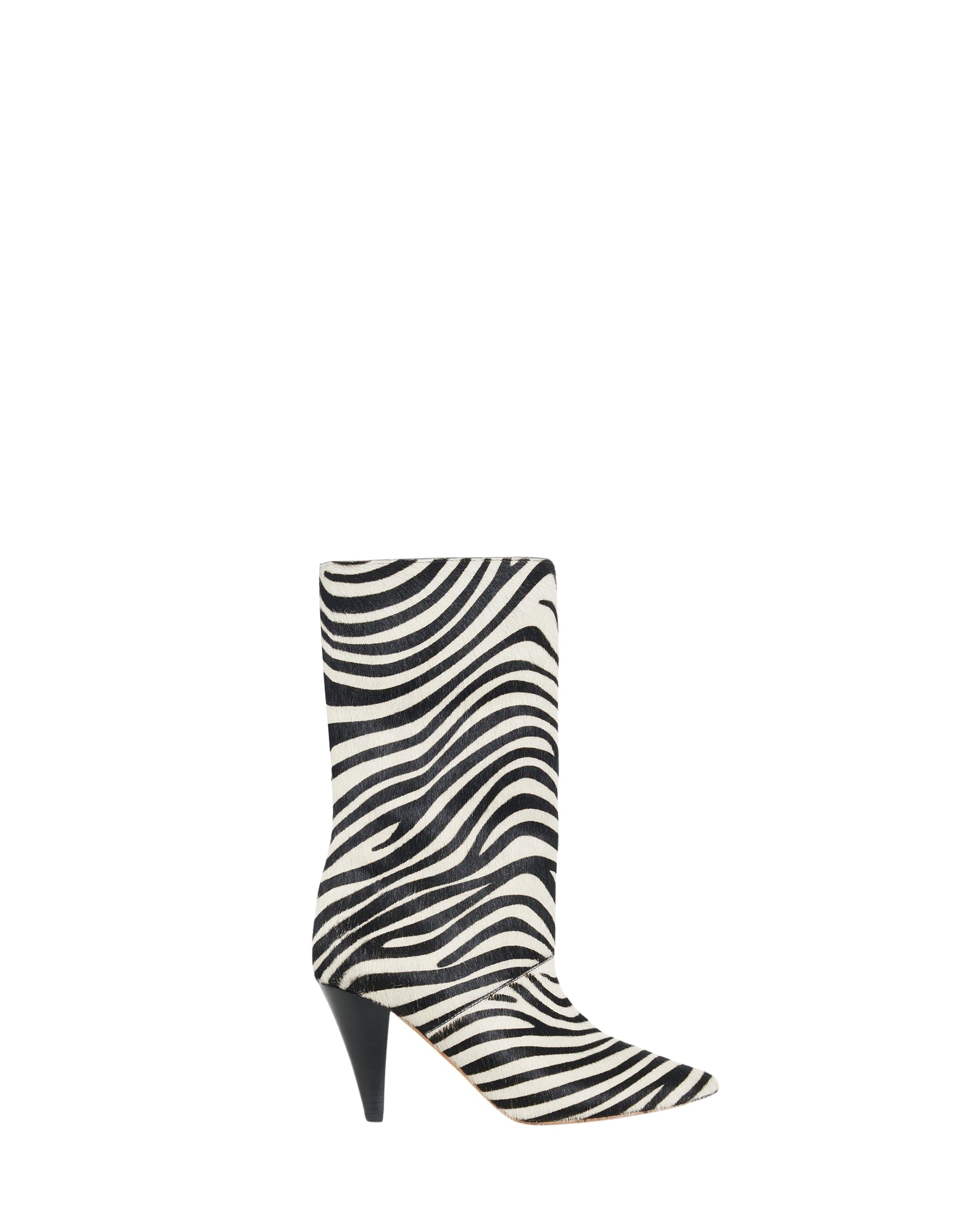 Ulli Pony low leather boots - Beige & Black Zebra