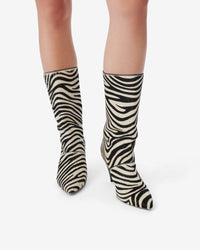 Ulli Pony low leather boots - Beige & Black Zebra