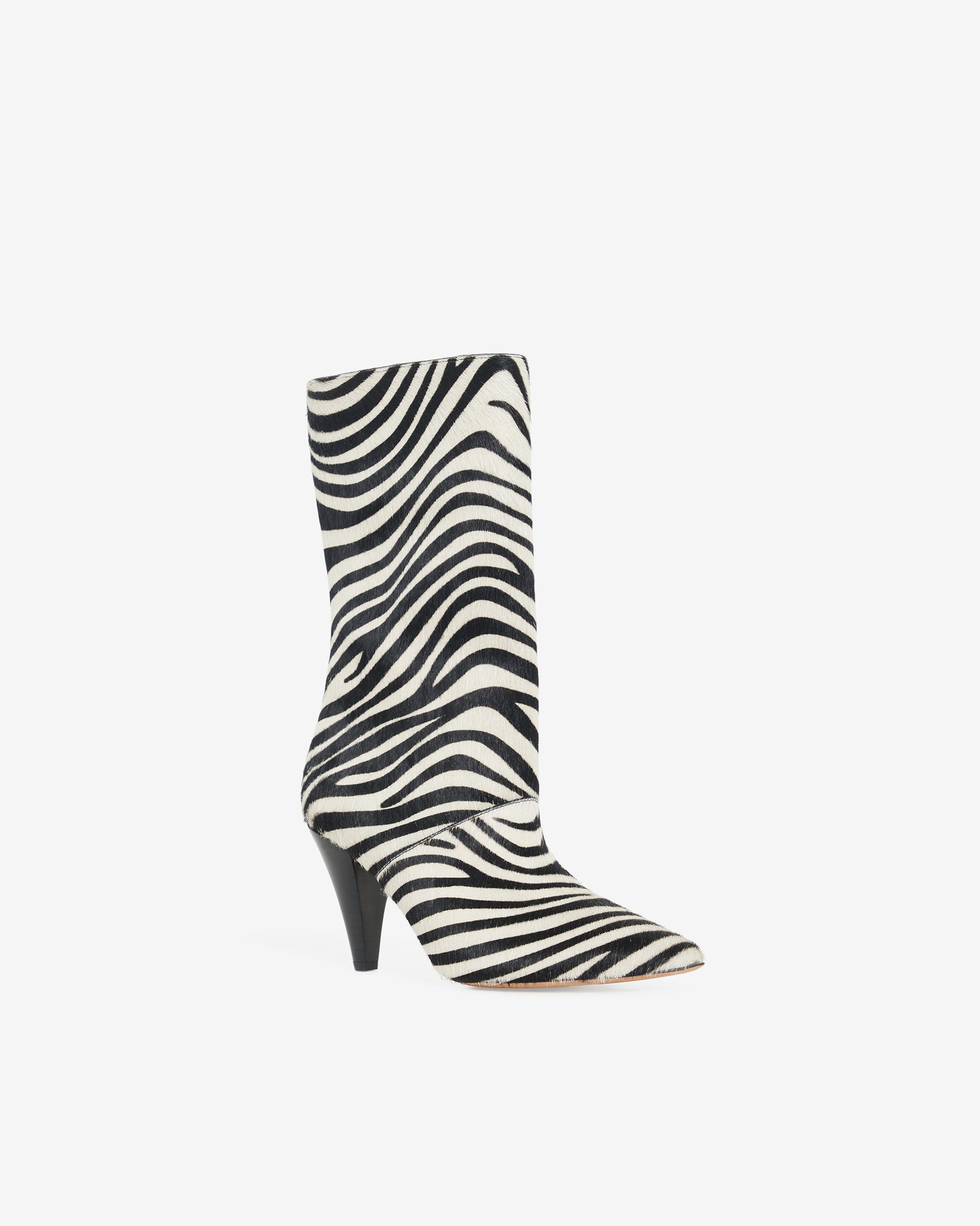 Ulli Pony low leather boots - Beige & Black Zebra