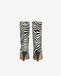 Ulli Pony low leather boots - Beige & Black Zebra