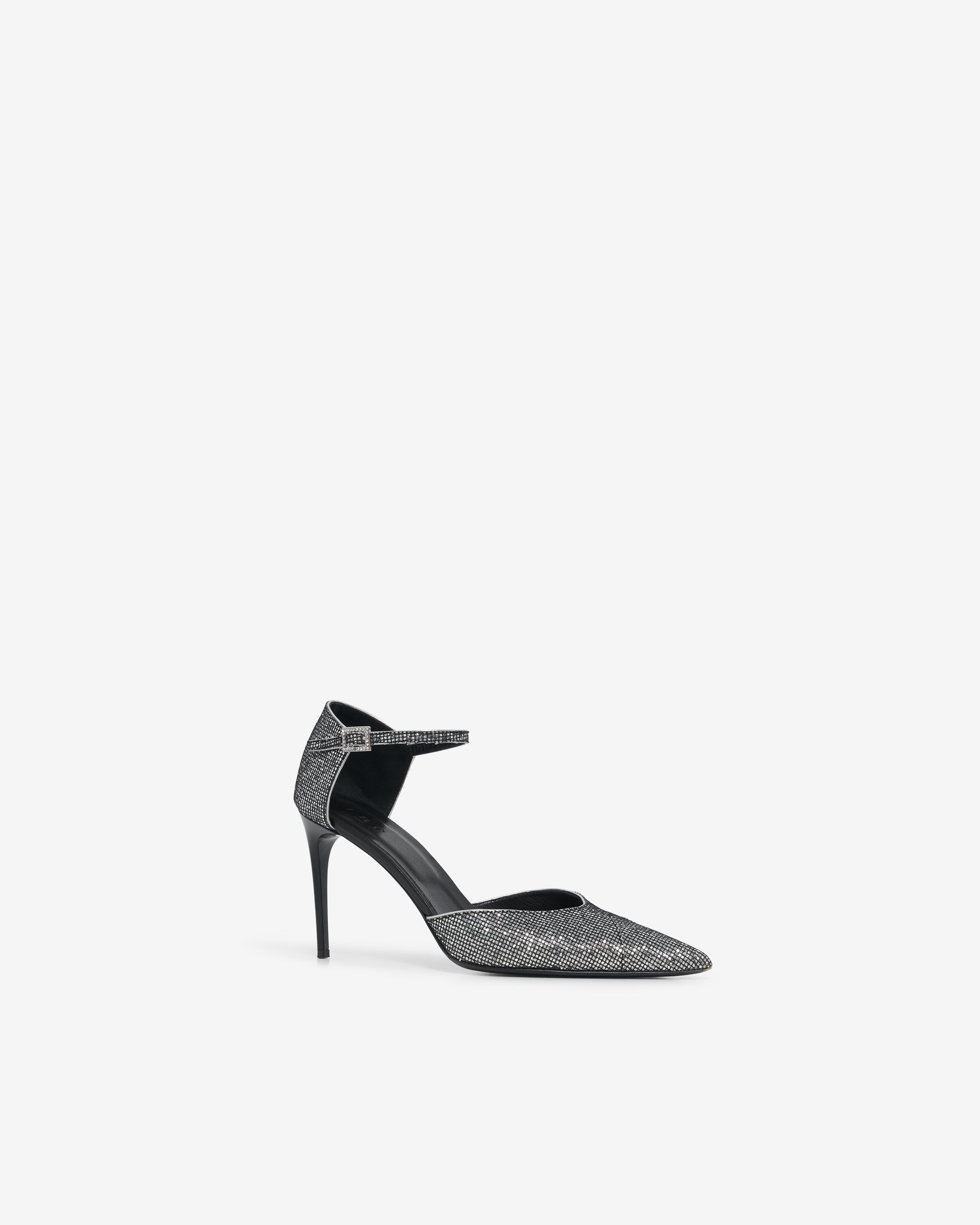 Zaniah Glitter pumps in leather - Black & Silver