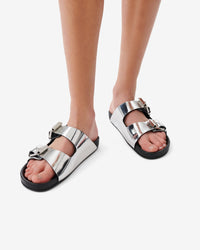 Billie Mirror sandals in leather - Silver Miror
