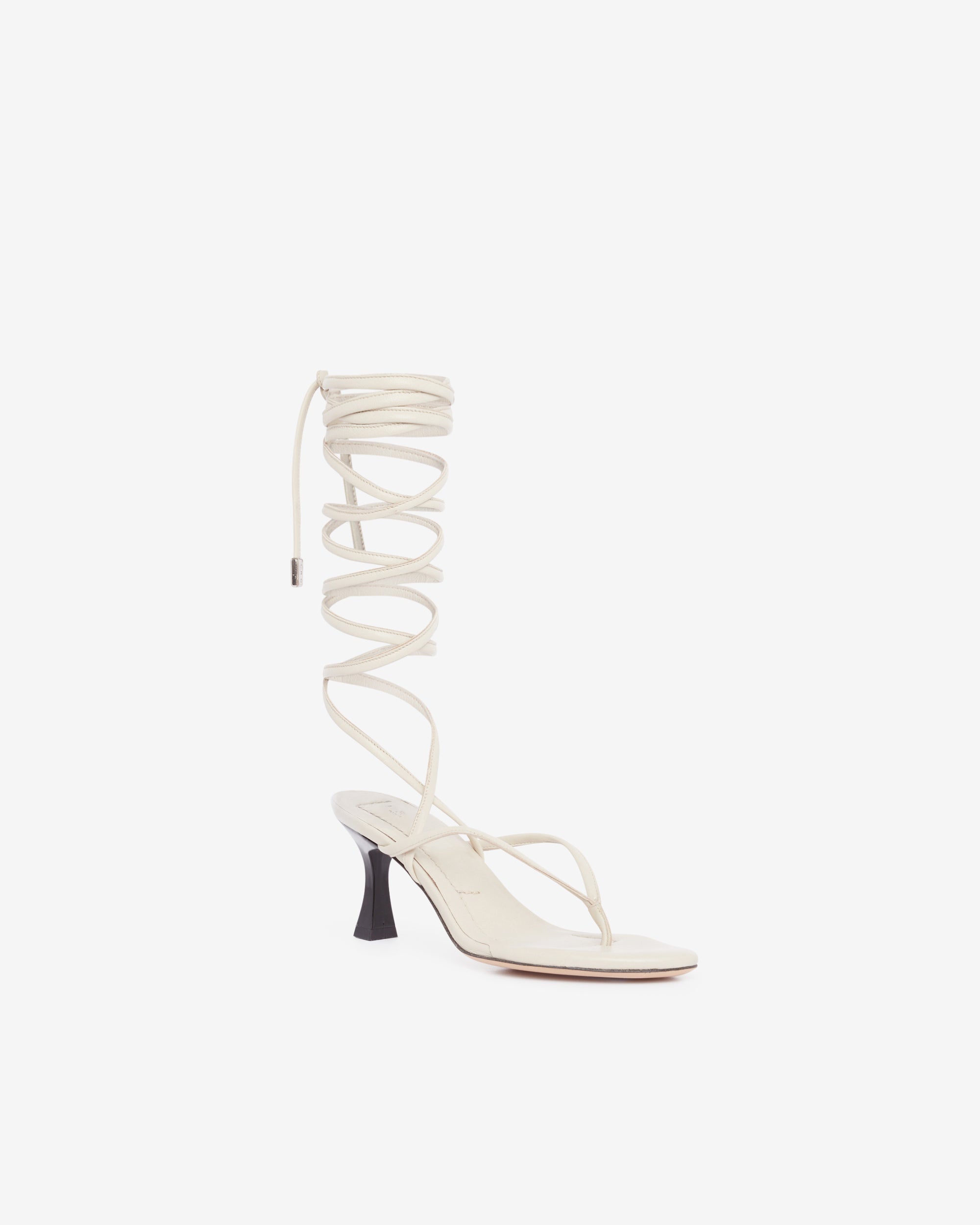 Calia 75 sandals in leather - Oyster Grey