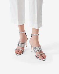 Calia Mirror 100 sandals in leather - Silver Miror