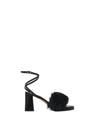 Irma Foxy sandals in leather - Black Fur