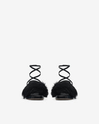 Irma Foxy sandals in leather - Black Fur