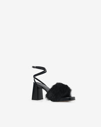Irma Foxy sandals in leather - Black Fur