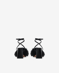 Irma Foxy sandals in leather - Black Fur