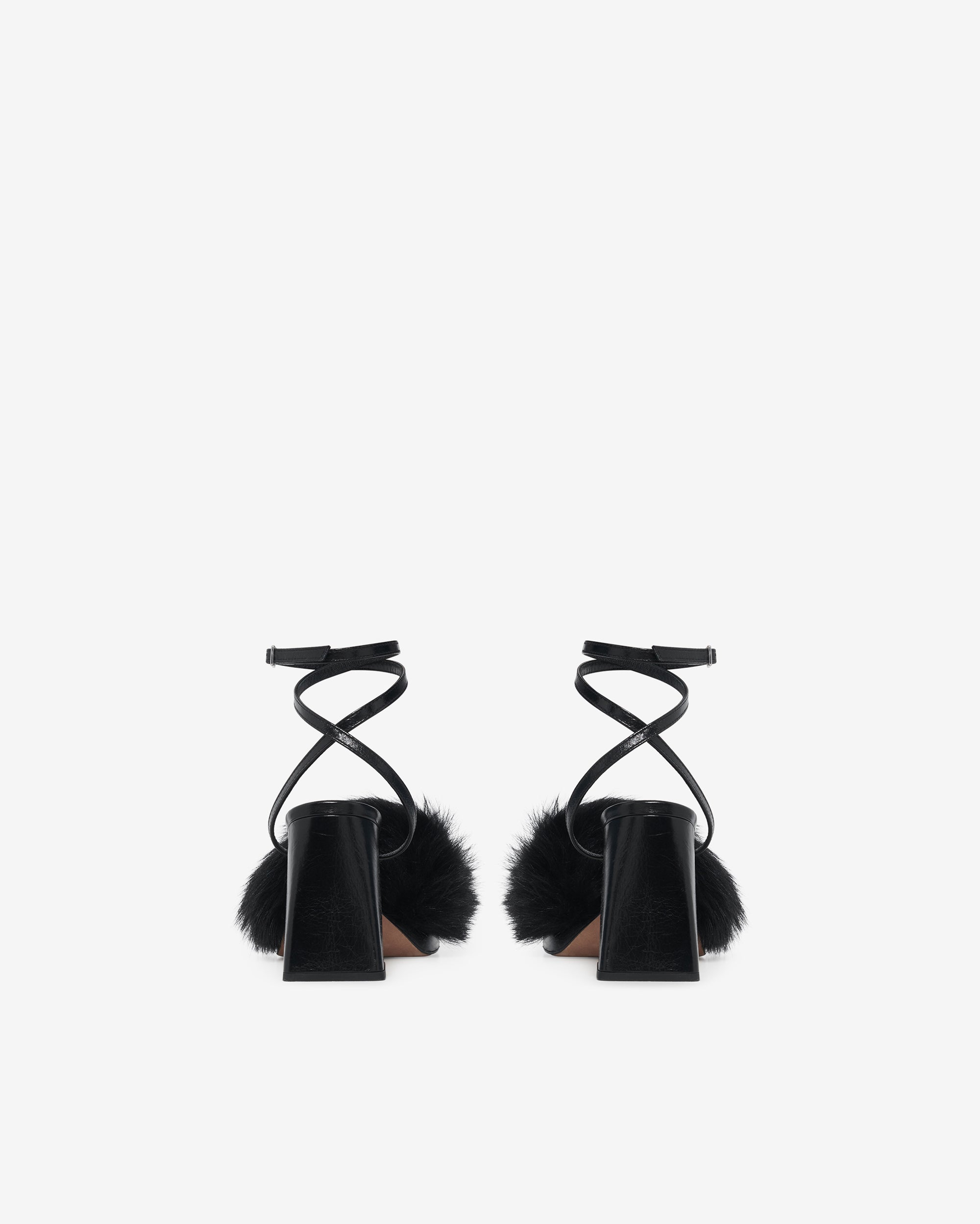 Irma Foxy sandals in leather - Black Fur
