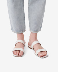 Thulite Met sandals in leather - Full White Silver