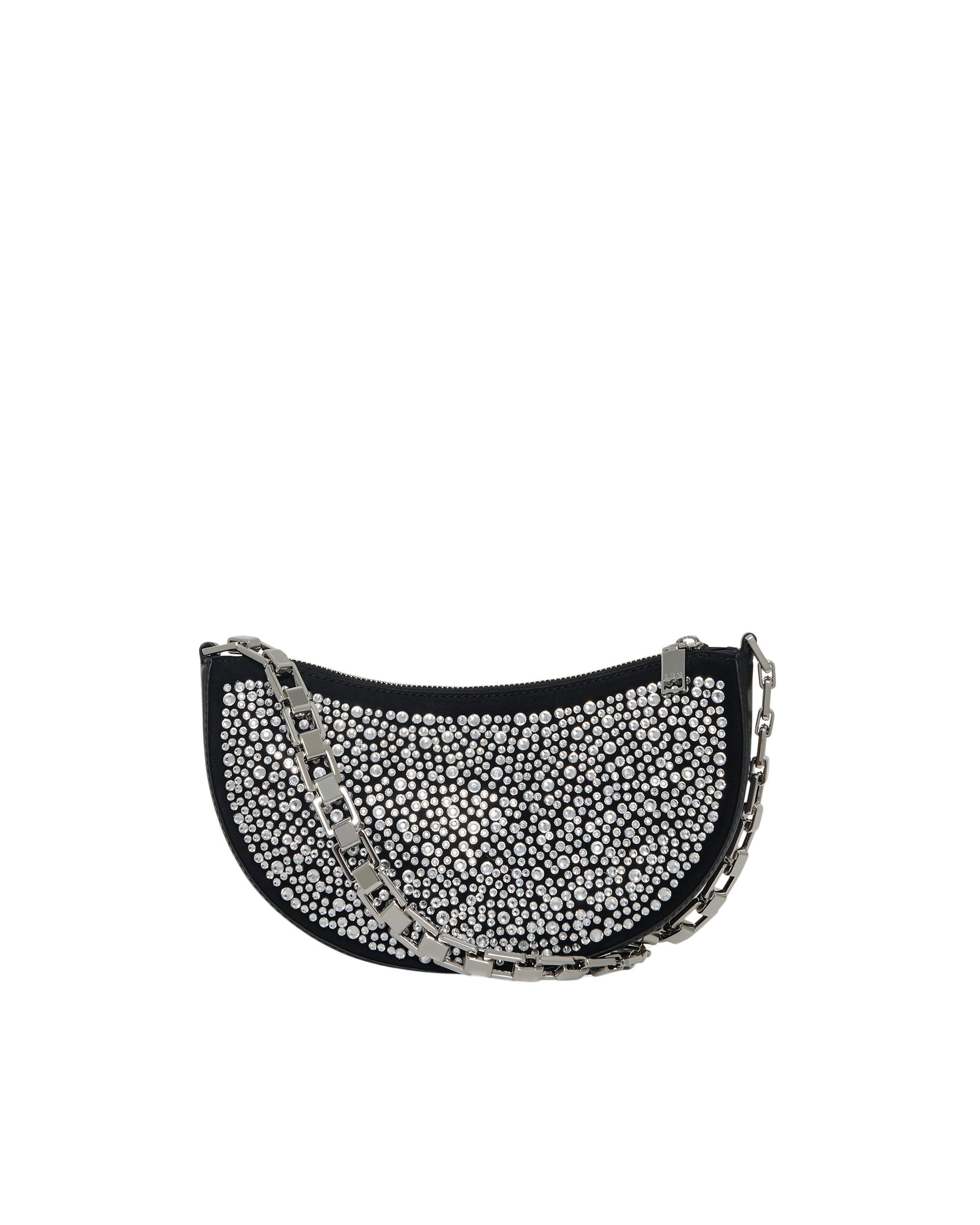 Bow Strass leather clutch bag - Black & Strass
