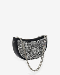 Bow Strass leather clutch bag - Black & Strass