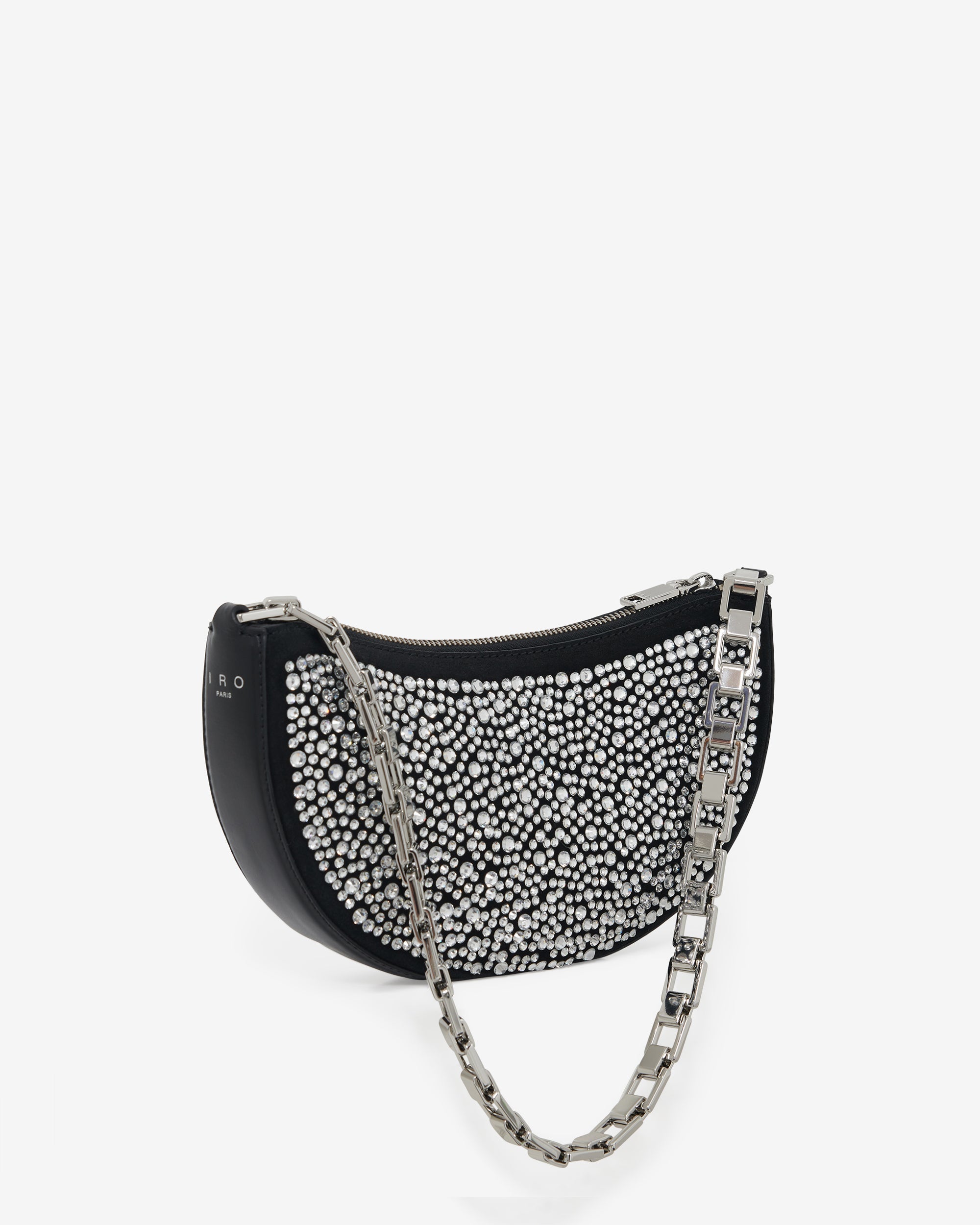 Bow Strass leather clutch bag - Black & Strass