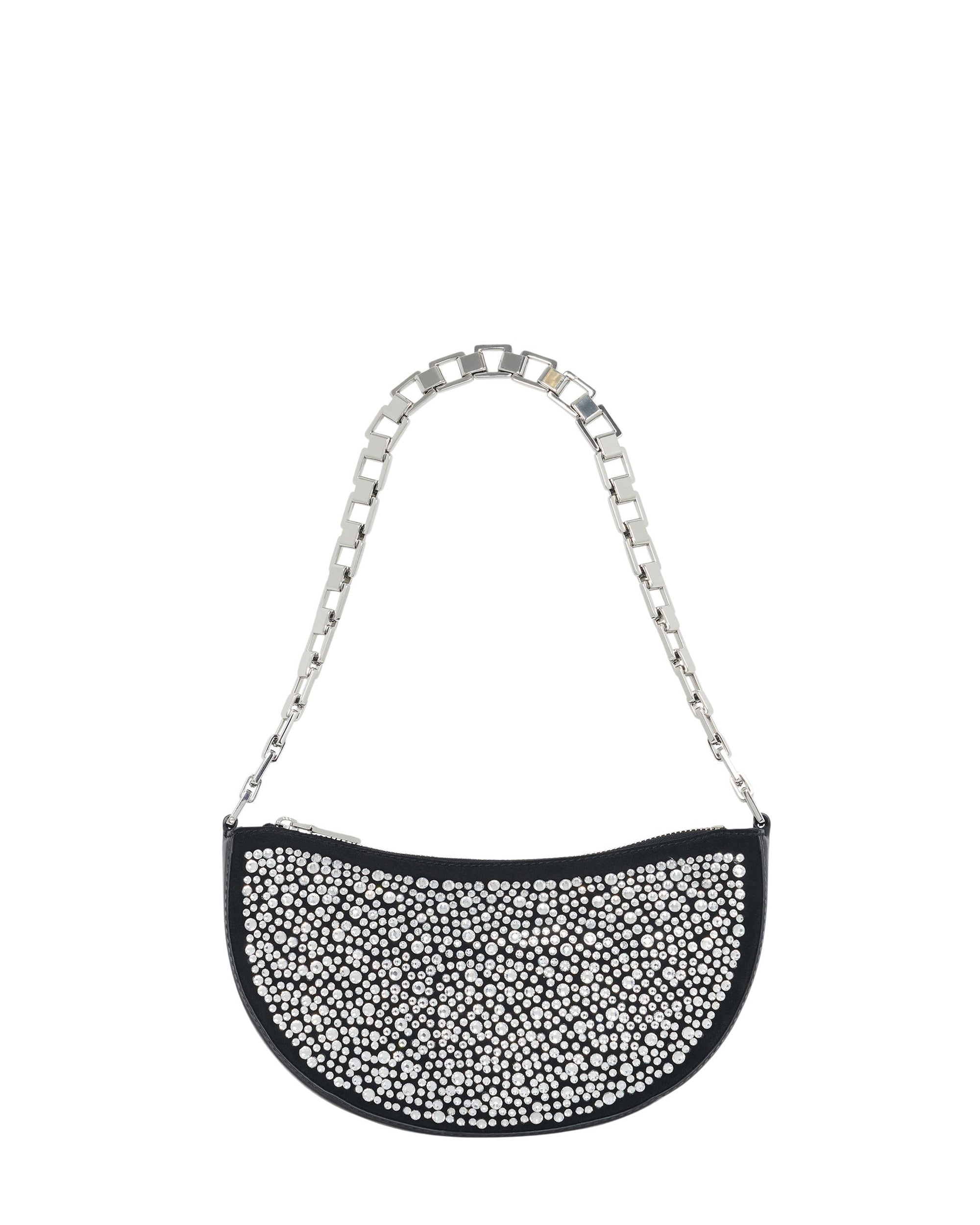 Bow Strass leather clutch bag - Black & Strass