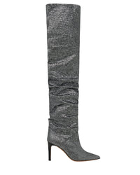 Eva 90 heeled thigh boots - Black & Silver