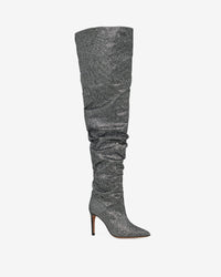 Eva 90 heeled thigh boots - Black & Silver