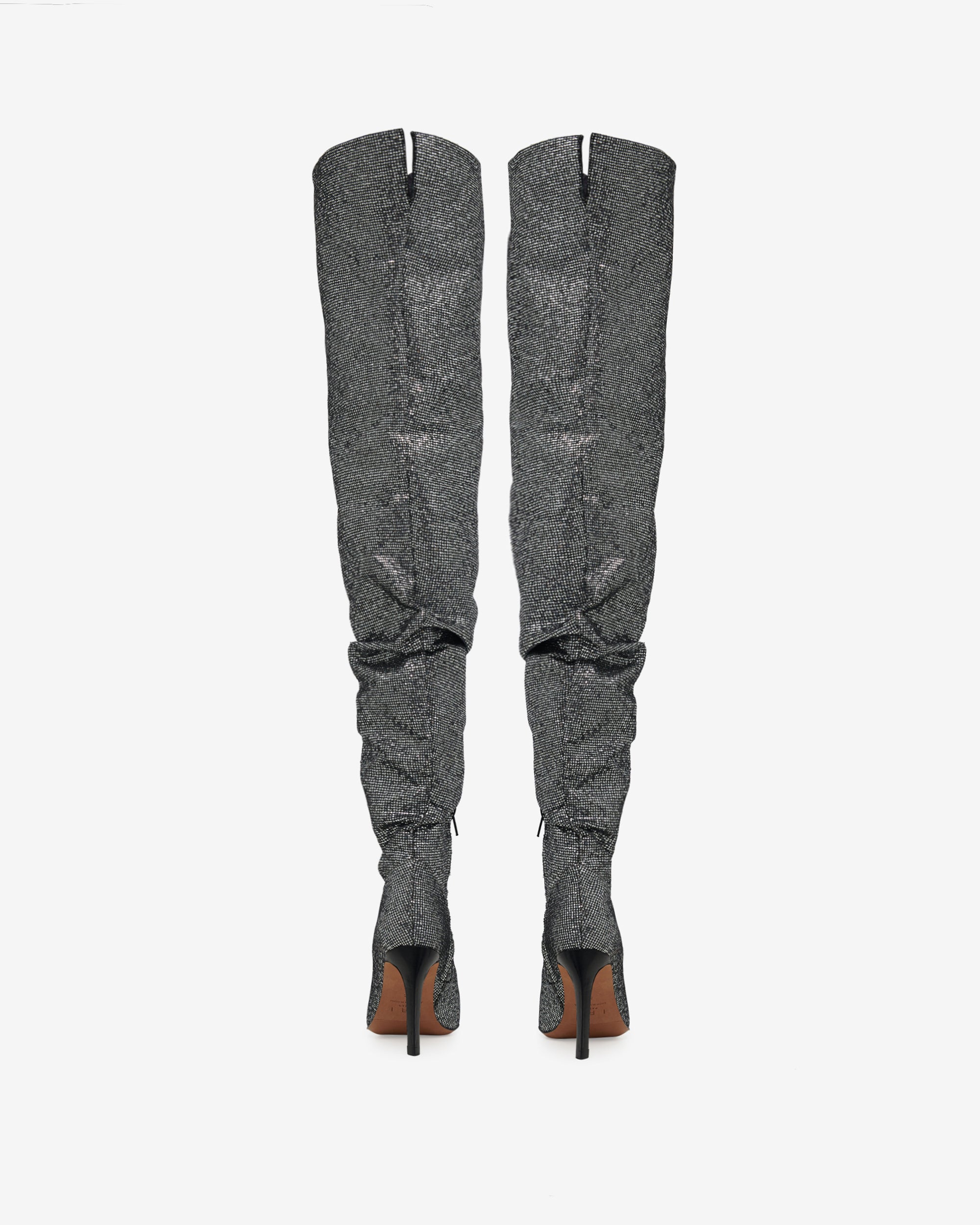 Eva 90 heeled thigh boots - Black & Silver